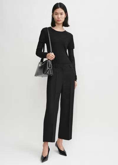 Shop Totême Straight Cropped Trousers Black