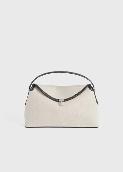 Totême T-lock Canvas Top Handle Ecru/black In Ecru,black