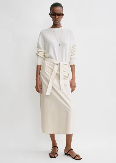 Shop Totême Tie-waist Cotton Skirt Stone
