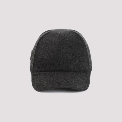 Shop Prada Antracite Virgin Wool Hat In Grey