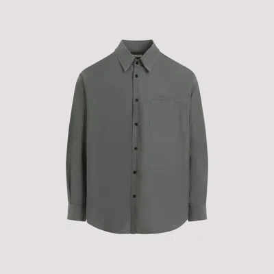 Shop Lemaire Asphalt Green Double Pocket Ls Shirt