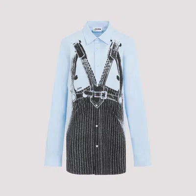 Shop Jean Paul Gaultier Baby Blue And Black Trompe-l`œil Cotton Shirt