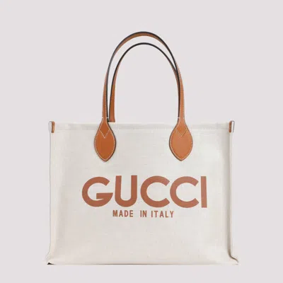 Shop Gucci Beige Ebony Logo Canvas Mini Tote Bag In Nude & Neutrals