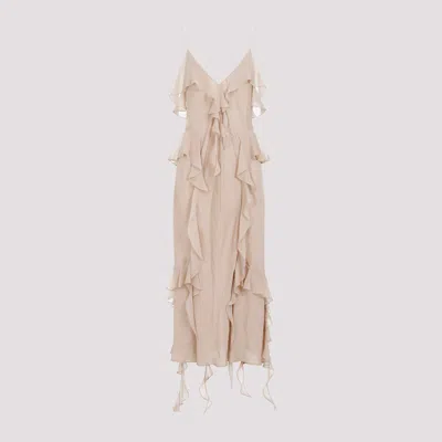 Shop Khaite Beige Pim Silk Dress In Nude & Neutrals
