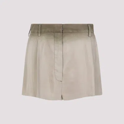 Shop Prada Beige Silk Shorts In Nude & Neutrals