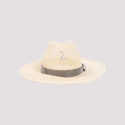 Shop Brunello Cucinelli Beige Viscose Hat In Nude & Neutrals