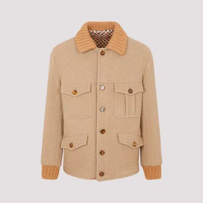 Shop Etro Beige Wool Jacket In Brown