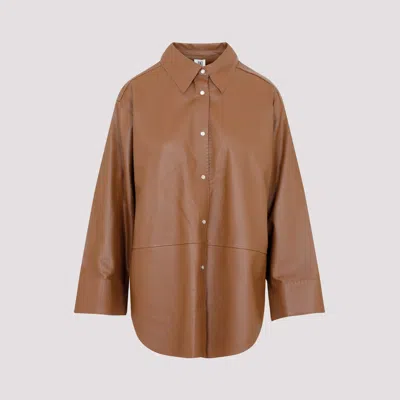 Shop By Malene Birger Bison Barissa Lamb Leather Shirt In Brown