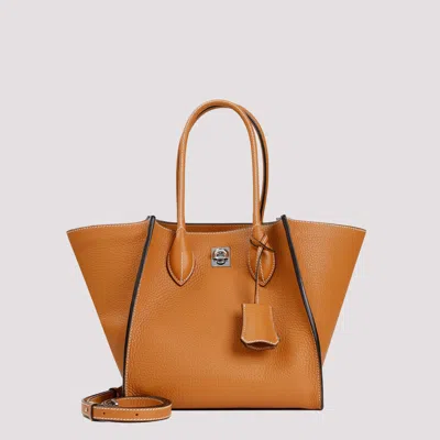 Shop Ermanno Scervino Biscuit Maggie Grained Calf Leather Tote Bag In Brown