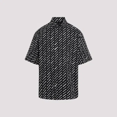 Shop Balenciaga Black And White Logoed Cotton Large Fit T-shirt