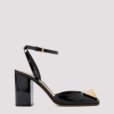 Shop Valentino Black Ankle Strap Patent Leather Sandals