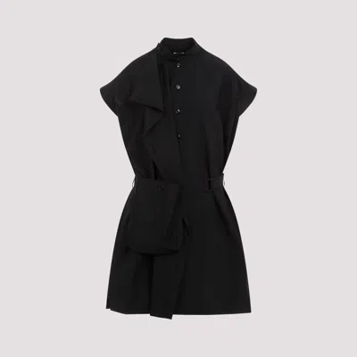Shop Lemaire Black Asymmetrical Sleeveless Cotton Midi Dress