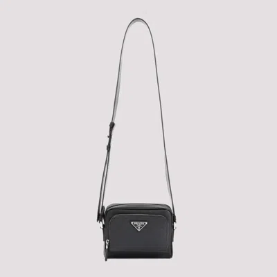 Shop Prada Black Bandoliera Saffiano Calf Leather Shoulder Bag