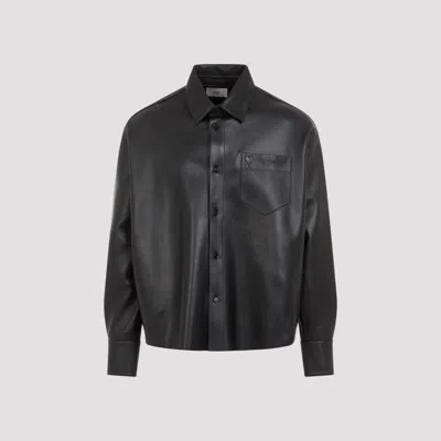 Shop Ami Alexandre Mattiussi Black Boxy Fit Lamb Leather Shirt