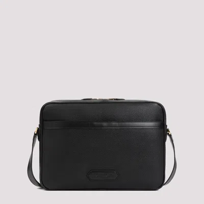 Shop Tom Ford Black Calf Leather Messenger Bag