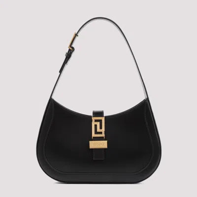 Shop Versace Black Calf Leather Small Hobo Handbag
