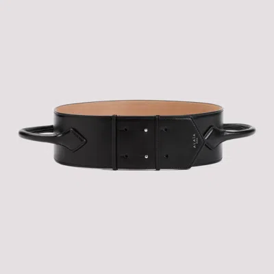 Shop Alaïa Black Calf Leather Teckel Handle Belt
