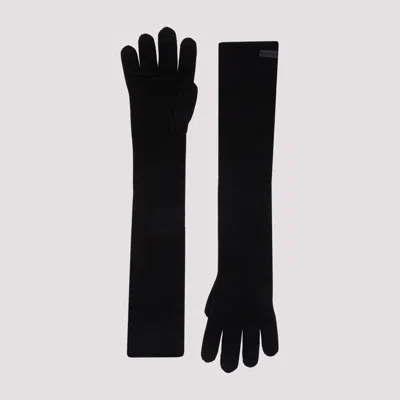 Shop Saint Laurent Black Cashmere Gloves