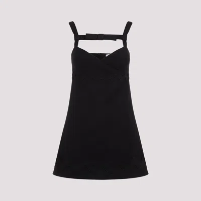Shop Patou Black Contrasted Braid Bow Cotton Mini Dress