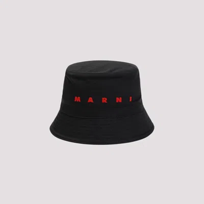 Shop Marni Black Cotton Bucket Hat