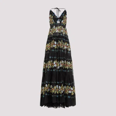 Shop Etro Black Cotton Floral Long Dress