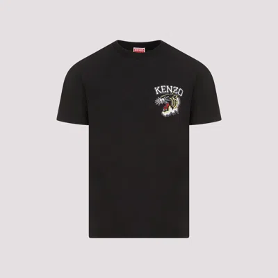 Shop Kenzo Black Cotton Tiger Varsity Slim T-shirt