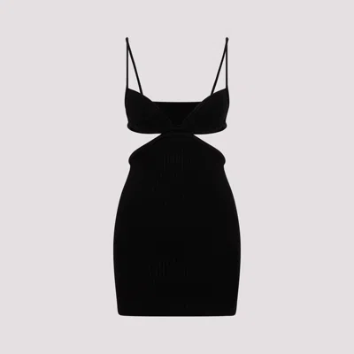Shop Off-white Black Cut Out Ribbed Mini Dress