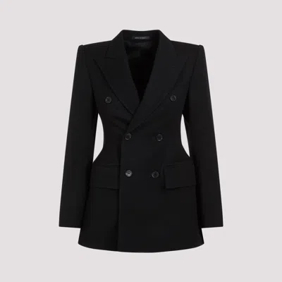Shop Balenciaga Black Db Hourglass Wool Jacket