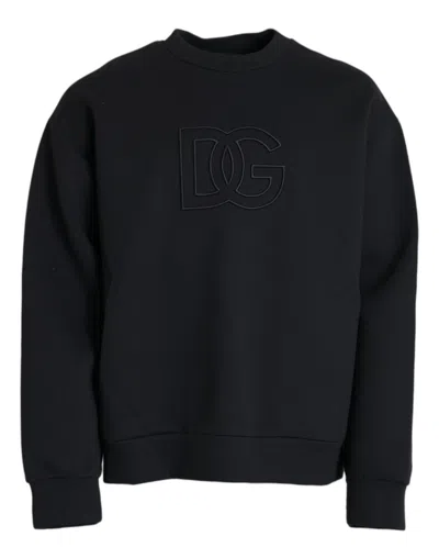 Shop Dolce & Gabbana Black Dg Logo Pullover Sweatshirt Sweater