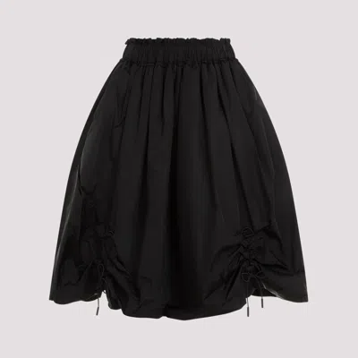 Shop Simone Rocha Black Elasticated Ruching Polyamide Midi Skirt