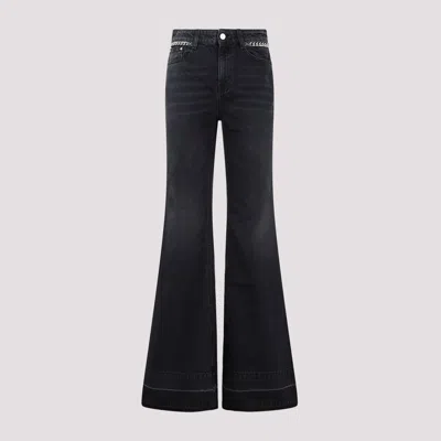 Shop Stella Mccartney Black Falabella Chain Flare Cotton Jeans