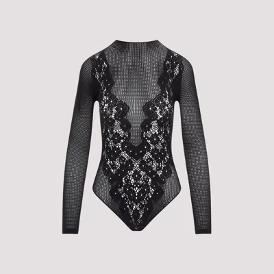 Shop Wolford Black Flower Lace Polyamide String Body