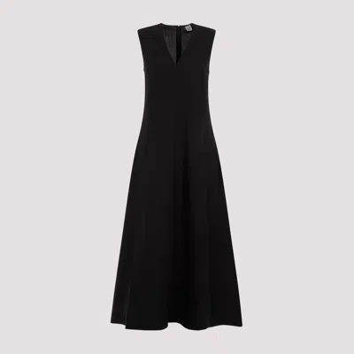 Shop Totême Black Fluid V-neck Lyocell Dress