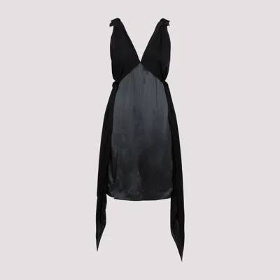 Shop Bottega Veneta Black Fluid Silk Midi Dress
