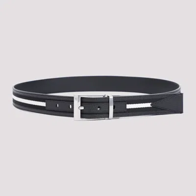 Shop Bally Black Grained Leather Belt