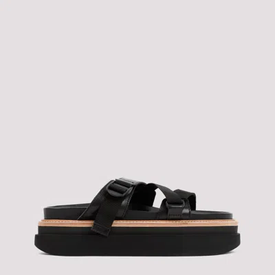 Shop Sacai Black Hybrid Belt Sandals