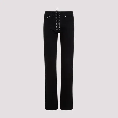 Shop Ludovic De Saint Sernin Black Lace Up Slim Cotton Jeans