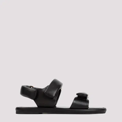 Shop Giorgio Armani Black Lamb Leather Sandals