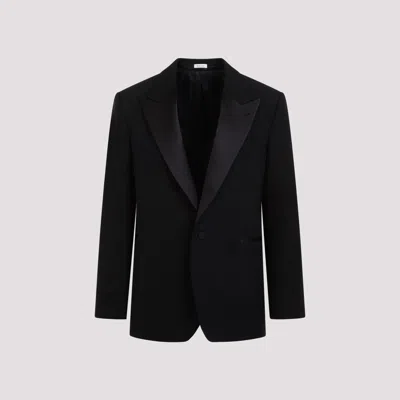 Shop Alexander Mcqueen Black Large Tux Wool Jacket