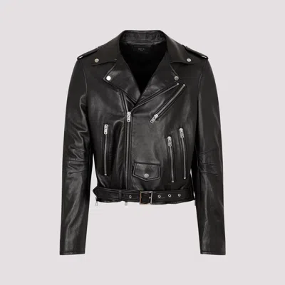 Shop Amiri Black Leather Classic Biker Jacket