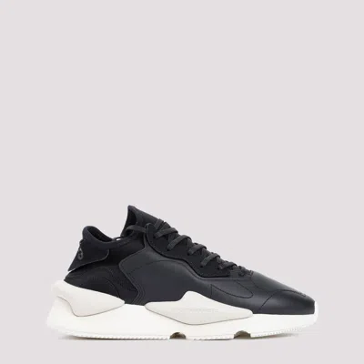 Shop Y-3 Black Leather Kaiwa Sneakers