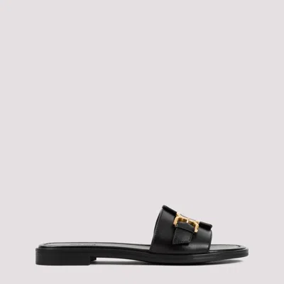 Shop Chloé Black Leather Marcie Flat Sandal