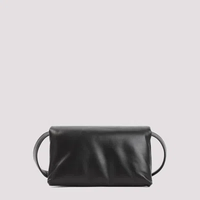 Shop Marni Black Leather Prisma Small Bag