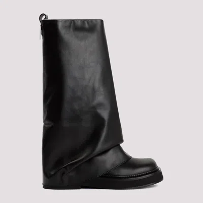 Shop Attico Black Leather Robin Combat Boots