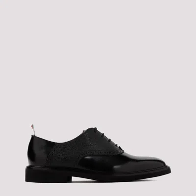 Shop Thom Browne Black Leather Saddle Shoes