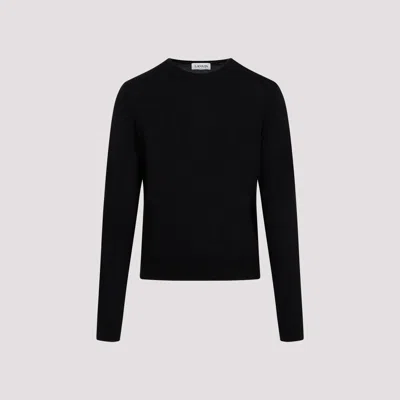 Shop Lanvin Black Merino Wool Crew Neck Sweater
