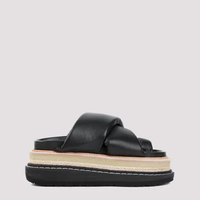 Shop Sacai Black Nappa Cow Leather Multiple Sole Sandal