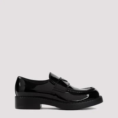 Shop Prada Black Patent Calf Leather Loafers
