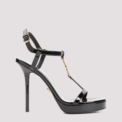 Shop Versace Black Patent Leather Medusa `95 Sandals