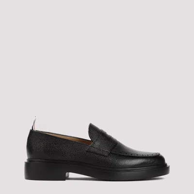 Shop Thom Browne Black Penny Calf Leather Loafers